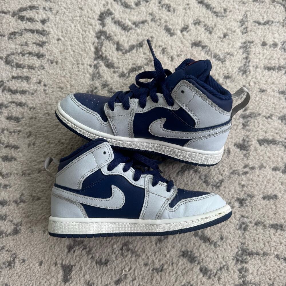 Air Jordan Little Kid's Jordan 1 Mid Blue Void/Pure Platinum (DQ8424 403) - 13C - Picture 3 of 7